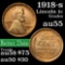 1918-s Lincoln Cent 1c Grades Choice AU