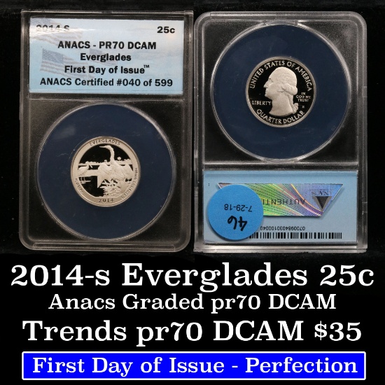 2014-s Everglades Proof America the Beautiful Quarter 25c Graded pr70 DCAM by ANACS