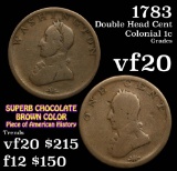 1783 Double Head Cent Colonial Cent 1c Grades vf, very fine