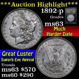 ***Auction Highlight*** 1892-p Morgan Dollar $1 Graded Select Unc By USCG (fc)