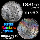 1881-o Rainbow Toned Morgan Dollar $1 Grades Select Unc