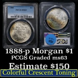 1888-p Morgan Dollar $1 Graded ms63 by PCGS