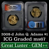 2008-d J.Q. Adams Presidential Dollar $1 Graded ms67 By ICG