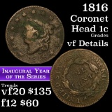 1816 Coronet Head Large Cent 1c Grades vf details