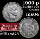 1909-p Barber Dime 10c Grades Choice Unc