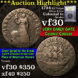 ***Auction Highlight*** 1794 NY Talbot, Allum, & Lee Colonial Cent 1c Graded vf++ By USCG (fc)