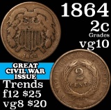 1864 Two Cent Piece 2c Grades vg+