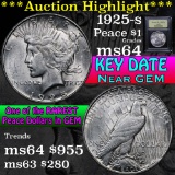 ***Auction Highlight*** 1925-s Peace Dollar $1 Graded Choice Unc By USCG (fc)