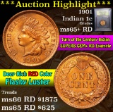 ***Auction Highlight*** 1901 Indian Cent 1c Graded Gem+ Unc RD By USCG (fc)