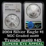 2004 Silver Eagle Dollar $1 Graded ms69 by NGC