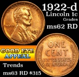 1922-d Lincoln Cent 1c Grades Select Unc RD