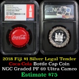 2018 Fiji Coca Cola Bottle Cap $1 Graded pr69 DCAM by NGC