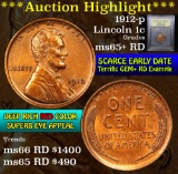 ***Auction Highlight*** 1912-p Lincoln Cent 1c Graded Gem+ Unc RD By USCG (fc)