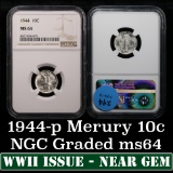 1944-p Mercury Dime 10c Graded ms64 by NGC