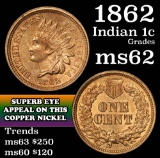 1862 Indian Cent 1c Grades Select Unc