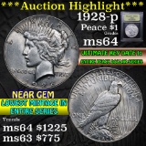 ***Auction Highlight*** 1928-p Peace Dollar $1 Graded Choice Unc By USCG (fc)