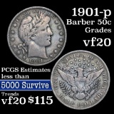 1901-p Barber Half Dollars 50c Grades vf, very fine