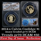 2014-s Calvin Coolidge Proof Presidential Dollar $1 Graded pr70 DCAM by ANACS