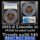 1915-d Lincoln Cent 1c Graded au50 by PCGS
