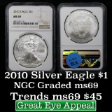 2010 Silver Eagle Dollar $1 Graded ms69 by NGC