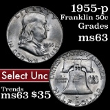 1955-p Franklin Half Dollar 50c Grades Select Unc