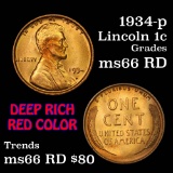 1934-p Lincoln Cent 1c Grades GEM+ Unc RD