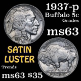 1937-p Buffalo Nickel 5c Grades Select Unc