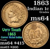 1863 Indian Cent 1c Grades Choice Unc