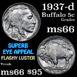 1937-d Buffalo Nickel 5c Grades GEM+ Unc