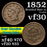 1852 Braided Hair Large Cent 1c Grades vf++