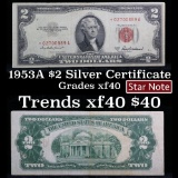 ***Star Note 1953A $2 Red Seal United States Note Grades xf