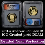 2011-s Johnson Proof Presidential Dollar $1 Graded pr69 DCAM By ICG