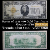 1928 $20 gold certificate sigs Woods/Mellon Grades vf++ (fc)