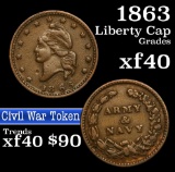 1863 Army & Navy Civil War Token 1c Grades xf