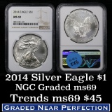 2014 Silver Eagle Dollar $1 Graded ms69 by NGC