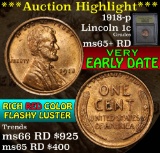 ***Auction Highlight*** 1918-p Lincoln Cent 1c Graded Gem+ Unc RD By USCG (fc)