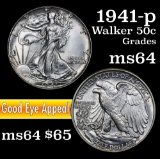 1941-p Walking Liberty Half Dollar 50c Grades Choice Unc