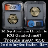 2010-p Lincoln Presidential Dollar $1 Graded ms67 By ICG