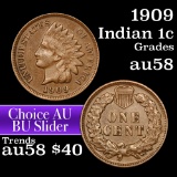 1909 Indian Cent 1c Grades Choice AU/BU Slider