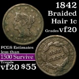 1842 Braided Hair Large Cent 1c Grades vf, very fine