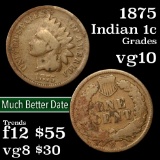 1875 Indian Cent 1c Grades vg+