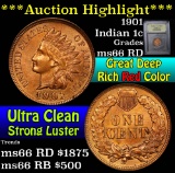 ***Auction Highlight*** 1901 Indian Cent 1c Graded GEM+ Unc RD By USCG (fc)