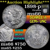 ***Auction Highlight*** 1898-p Morgan Dollar $1 Graded GEM+ Unc By USCG (fc)