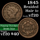 1845 Braided Hair Large Cent 1c Grades vf, very fine