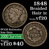 1848 Braided Hair Large Cent 1c Grades vf, very fine