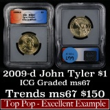 2009-d Tyler Presidential Dollar $1 Graded ms67 By ICG