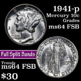 1941-p Mercury Dime 10c Grades Choice Unc FSB