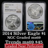 2014 Silver Eagle Dollar $1 Graded ms69 by NGC