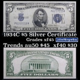 1934C $5 Blue Seal Silver Certificate Grades xf+