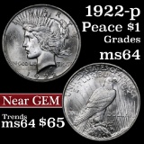 1922-p Peace Dollar $1 Grades Choice Unc